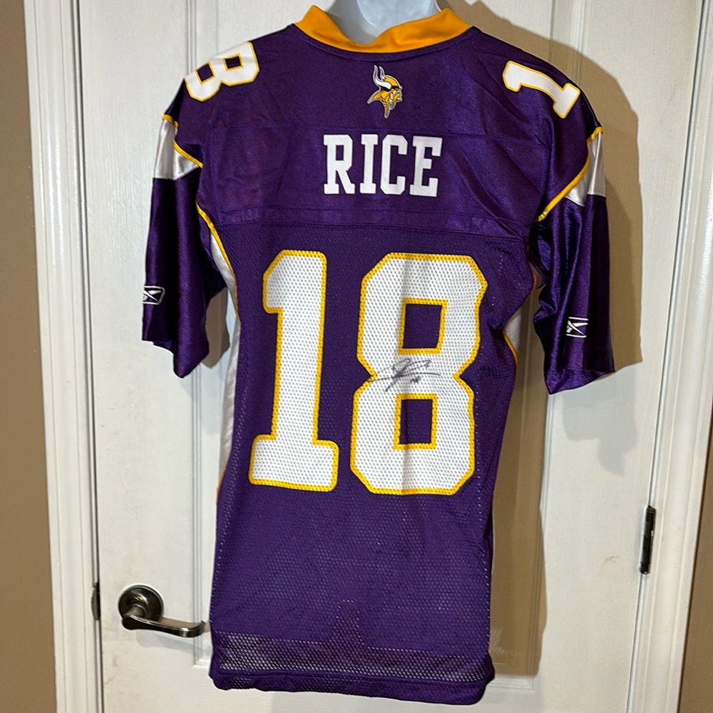Vintage Reebok Sidney Rice Autographed Minnesota Vikings Jersey with COA.